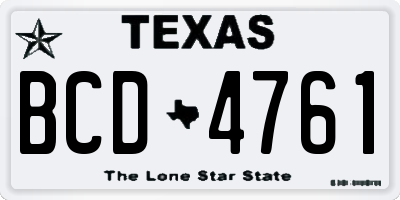 TX license plate BCD4761