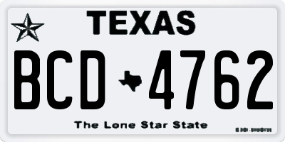 TX license plate BCD4762