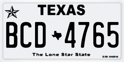 TX license plate BCD4765