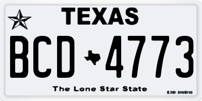 TX license plate BCD4773