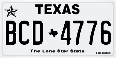 TX license plate BCD4776