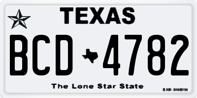 TX license plate BCD4782