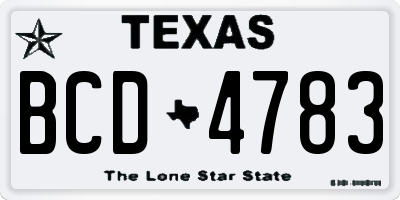 TX license plate BCD4783