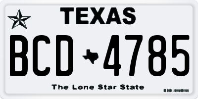 TX license plate BCD4785