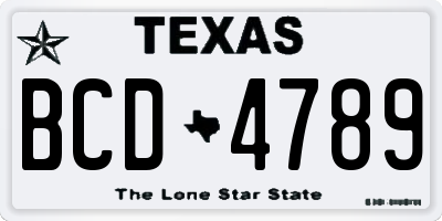 TX license plate BCD4789