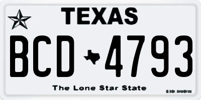 TX license plate BCD4793