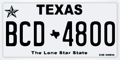 TX license plate BCD4800