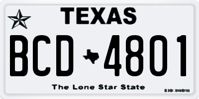 TX license plate BCD4801
