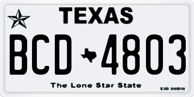 TX license plate BCD4803