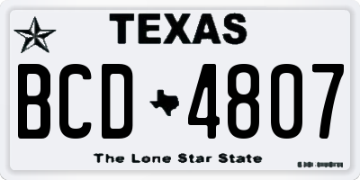 TX license plate BCD4807