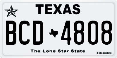 TX license plate BCD4808