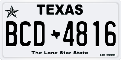TX license plate BCD4816