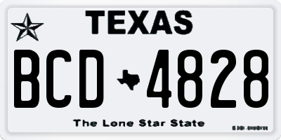 TX license plate BCD4828