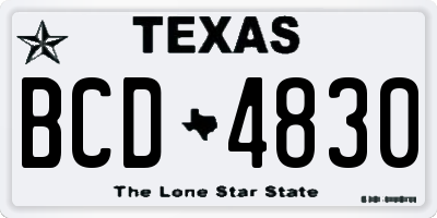 TX license plate BCD4830