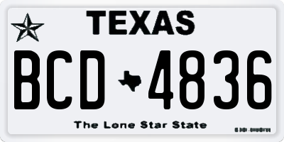 TX license plate BCD4836