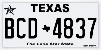TX license plate BCD4837