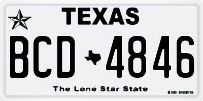 TX license plate BCD4846