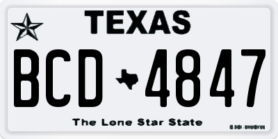 TX license plate BCD4847