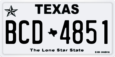 TX license plate BCD4851