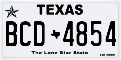 TX license plate BCD4854
