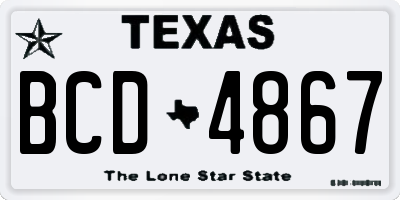 TX license plate BCD4867