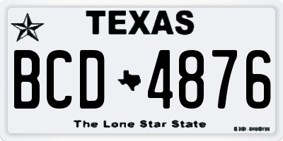 TX license plate BCD4876