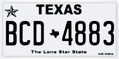 TX license plate BCD4883