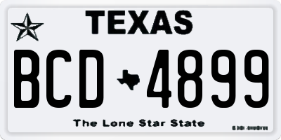 TX license plate BCD4899