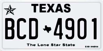 TX license plate BCD4901