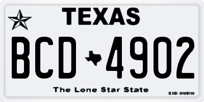 TX license plate BCD4902