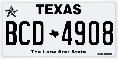 TX license plate BCD4908