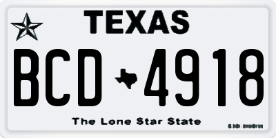 TX license plate BCD4918