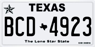 TX license plate BCD4923