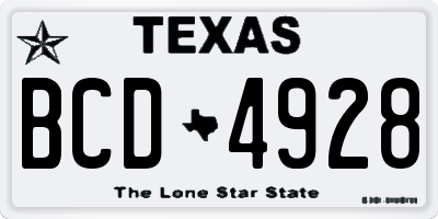 TX license plate BCD4928