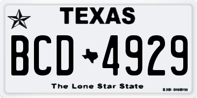 TX license plate BCD4929