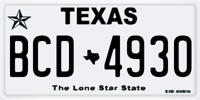 TX license plate BCD4930