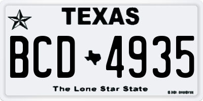 TX license plate BCD4935