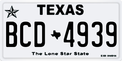 TX license plate BCD4939