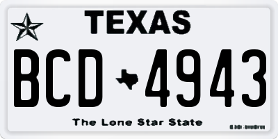 TX license plate BCD4943