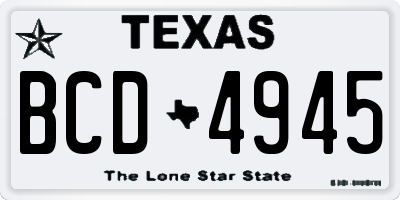 TX license plate BCD4945