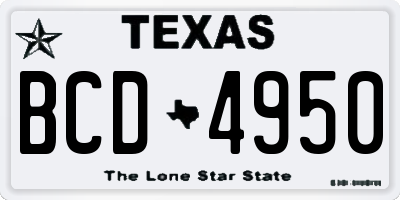 TX license plate BCD4950