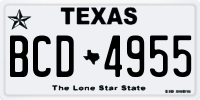 TX license plate BCD4955