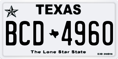 TX license plate BCD4960