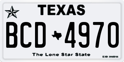 TX license plate BCD4970