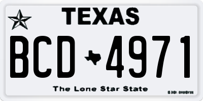 TX license plate BCD4971