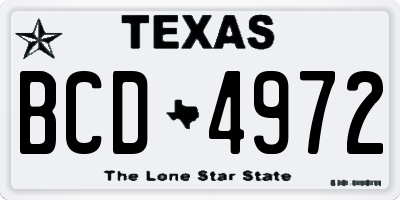 TX license plate BCD4972