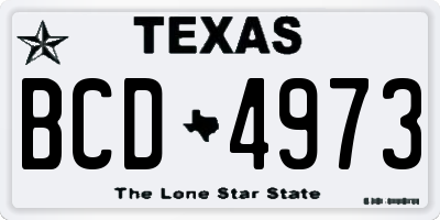 TX license plate BCD4973