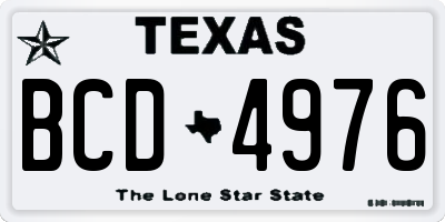 TX license plate BCD4976