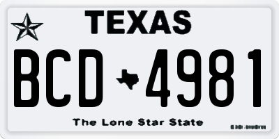 TX license plate BCD4981