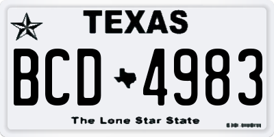 TX license plate BCD4983